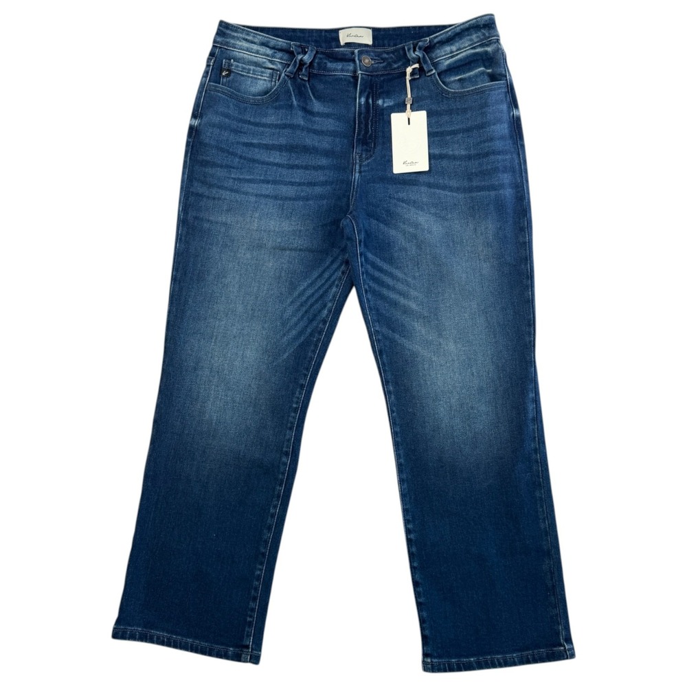 New KanCan Delores Mid Rise Slim Straight Jeans 15/31 Medium Wash Stretch Casual